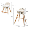 2 in 1 Toddler Convertible High Chair Baby Wooden Dining Highchair with tray