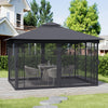 4x3m Gazebo Garden Pergola Canopy Pavilion w Curtain Netting Sidewalls Dark Grey