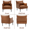 Armchair PU Leather Upholstered Padded Lounge Seating Living Room Office Brown