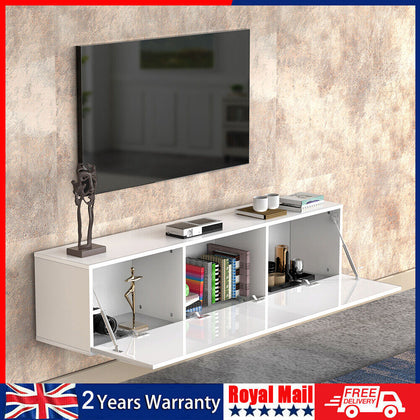 140cm Floating TV Unit Cabinet Wall Mounted TV Stand With LED Lights & Storage
