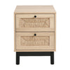 Two-Drawer Rattan Door Bedside Table Home Cabinet Bedroom Storage Black Frame UK