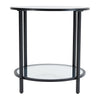2 Tier Round Glass Coffee Table Living Room Sofa Side Table Steel Leg Furniture