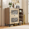 Chic Shoe Storage Cabinet Freestanding Shoe Organizer w/ Flip Doors Oak