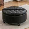 Round Storage Ottoman Stool Seat Upholstered Coffee Table for Living Bedroom