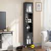 Bathroom Tall Cabinet Slim Freestanding Storage Organizer Cupboard 2 Glass Doors