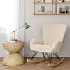 Modern Rocking Chair Fabric Upholstered Relax Rocker Lounge Chair Wingback Beige