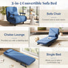 Single Folding Sofa Bed Chair Modern Fabric Sleep Function Holder-Blue