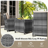 5 Pieces Patio Furniture Set Outdoor Chairs w/Space-saving Ottomans Brown