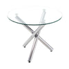 Small Round Dining Room Kitchen Clear Tempered Glass Dining Table Metal Legs