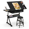 Drafting Table with Stool Height Adjustable Drawing Desk with Tilting Tabletop