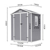 6x4.4 ft Large Garden Storage Shed Plastic Shed House Cabin With Window Lockable