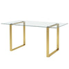 Extra Large Rectangular Dining Table with Glass Top & Metal Legs for Dining Room