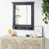 Carved Garden Mirror Wall Mounted Wooden Frame Outdoor Indoor Wood Grain Decor