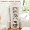 171cm Tall Corner Cabinet Space-saving Triangular Buffet Cabinet White