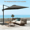 Heavy-Duty Sun Shade Outdoor Offset Hanging Umbrella w/ 360° Rotation-Grey