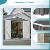 10X12FT Metal Garden Shed Apex Roof With Free Foundation Base Storage House Grey