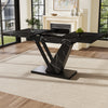 Extendable Dining Table Kitchen Table, Black Marble MDF Top 120-160x75x75.5cm