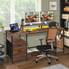 Computer Desk with Power Outlets LED Gaming Desk Home Office Desk 2 Drawer Shelf