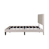 Double Bed Frame, Upholstered Platform Bed with Channel Tufted Headboard, Beige