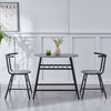 Grey Table + 2 Chairs Set Bistro Set Metal Frame Breakfast Kitchen 2-Tier Table