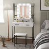 Modern Dressing Table Set 2 Drawer LED Lighted Mirror Makeup Vanity Desk 80x40