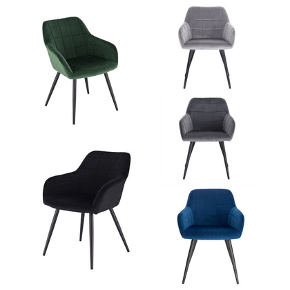 1/2/4x Dining Chair Velvet Padded Chair with Backrest Armrest Kitchen Restaurant