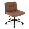 Criss Cross Chair PU Leather Upholstered Legged Office Chair w/ Wheels (Brown)