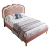 UPHOLSTERED BED FRAME PINK VELVET 3FT SINGLE BED WITH WOOD SLATS & LED HEADBOARD