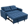 2 Seater Pull Out Sofa Bed with Pockets for Living Room Dark Blue