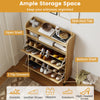 Freestanding Shoe Organizer Shoe Cabinet w/2 Flip Drawers-Natural
