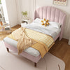 Upholstered Platform Bed 3ft Single Bed Frame with Headboard and wing Side Pink
