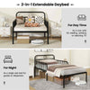 COSTWAY Metal Daybed Extendable Daybed to Single Size Bed Sofa Bed-Black