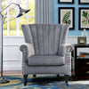 Wing Back Armchair Grey High Wingback Chair Occasional Accent Seat Vintage Sofa