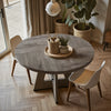 Farmhouse Dining Table for 4, 120 cm Round Dinner Table for Kitchen Living Room