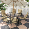 7 PCs Garden Dining Set w/ Umbrella Hole & Cushion, Beige