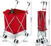 Lightweight Shipping Utility Cart 90L Waterproof Folding Shopping Cart-Red