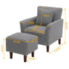 Occasional Scalloped Button High Back Fabric Armchair Sofa Chair Footrest Stool