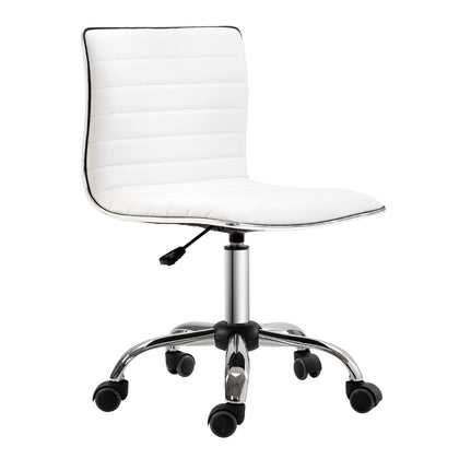Armless Mid-Back Adjustable Office Chair with 360 Swivel White