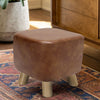 Small Square Footstool Footrest Pouffe Shoe Foot Stool Padded Ottoman Wooden Leg