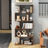5-tier Bookcase Anti-Toppling S-Shaped Bookshelf Wooden Storage Display Rack