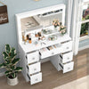 White Dressing Table LED Mirror 7 Drawers Vanity Makeup Desk Set Bedroom Girl