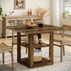 Square Dining Table for 4, 31.5-Inch Farmhouse Kitchen Table with Storage Shelf