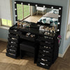 15 Drawers Dressing Table with Mirror, Makeup Vanity with Power Outlet, LED