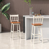 2X Swivel Height Bar Stools Solid Rubber Wood Dining Chairs w/ Footrest Backrest