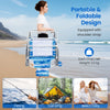 2 Pack Folding Beach Chair Lounger w/ 5 Adjustable Positions Blue