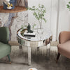 Elegant Round Mirrored Coffee Table with Crystal Inlay Bling Silver Accent Table
