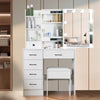 New LED Dressing Table Makeup Desk With Stool Mirror Bedroom Vanity Set White UK