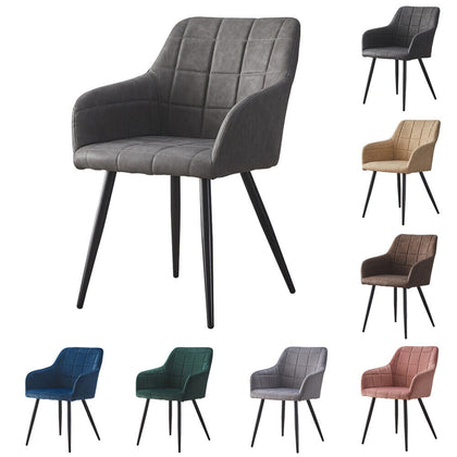 2× Kitchen Dining Chairs Velvet Faux Leather Fabric Padded Home Office Chair set