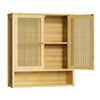 Bathroom Wall Cabinet Bamboo Medicine Cabinet 2 Rattan Doors for Kitchen Hallway
