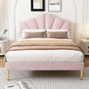 5ft King Size Bed Plush Velvet Upholstered Bed Frame With Padded Headboard Pink